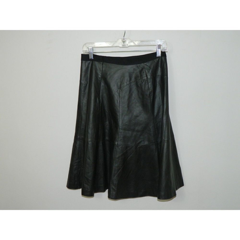 Classiques‎ Nordstrom Skirt Black Leather Skirt A-Line Fully Lined Size 4